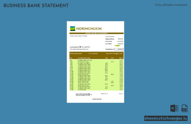 Norinchukin Bank Unternehmensabschluss – Beispielvorschau (Word und PDF)